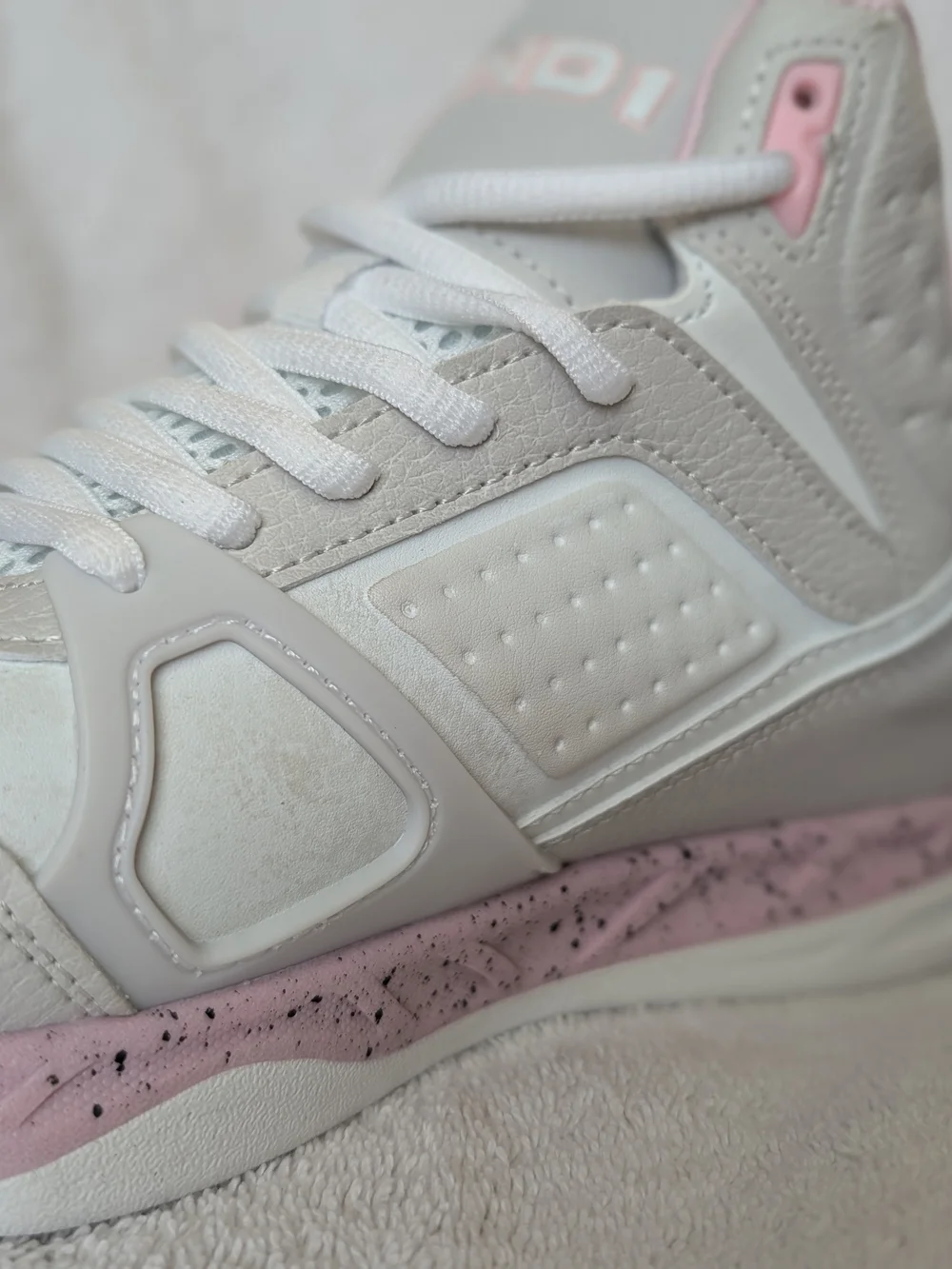 AND1 Kids High-Top Sneakers in White and Light Pink